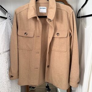 Old Navy Tan Button-Up Shirt Jacket